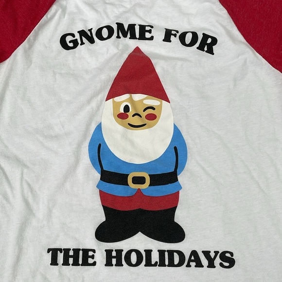 Women's “Gnome For The Holidays” Stranded 3/4th Sleeve Christmas Shirt XL - Picture 3 of 12